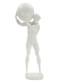 Scultura decorativa in resina bianca, 18x12,5x50 cm – Statuetta Atlas