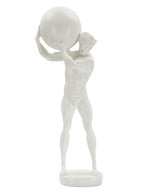 Scultura decorativa in resina bianca, 18x12,5x50 cm – Statuetta Atlas