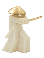 Scultura decorativa in resina bianca, 34x12x30 cm – Samurai Toku Quarzy
