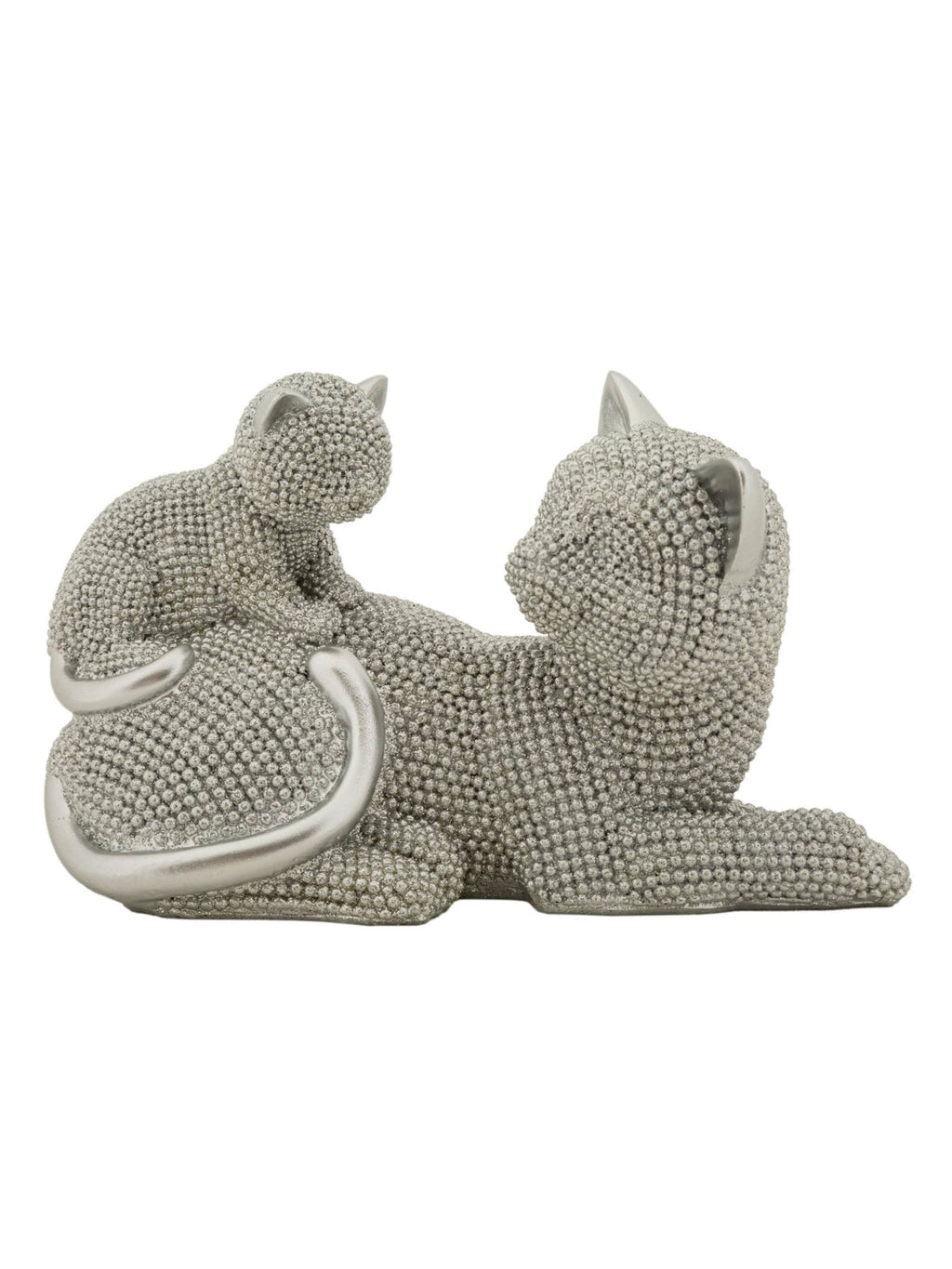 Scultura decorativa in resina argento, 19x9x13 cm – Gatto Sparky con