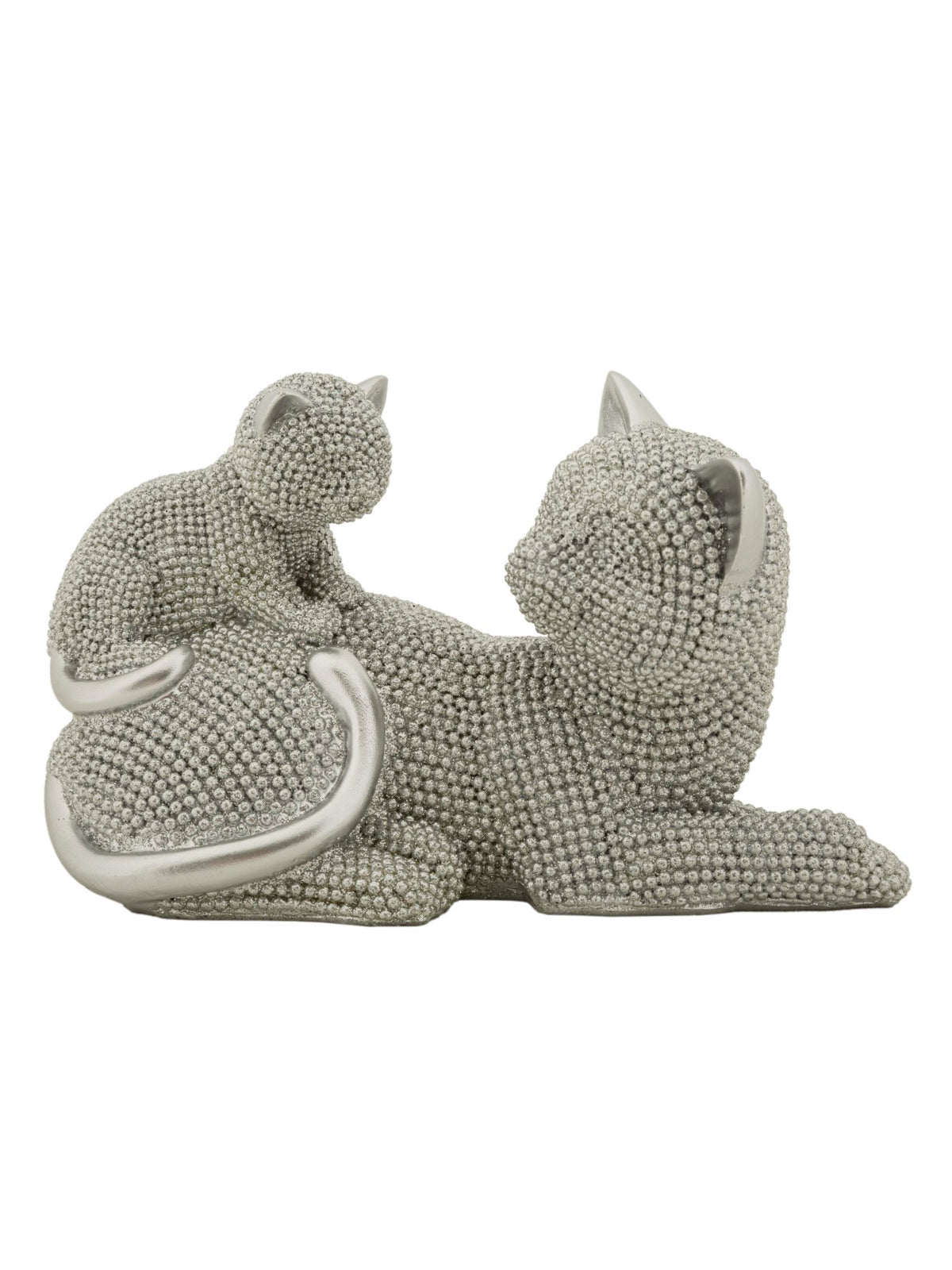 Scultura decorativa in resina argento, 19x9x13 cm – Gatto Sparky con