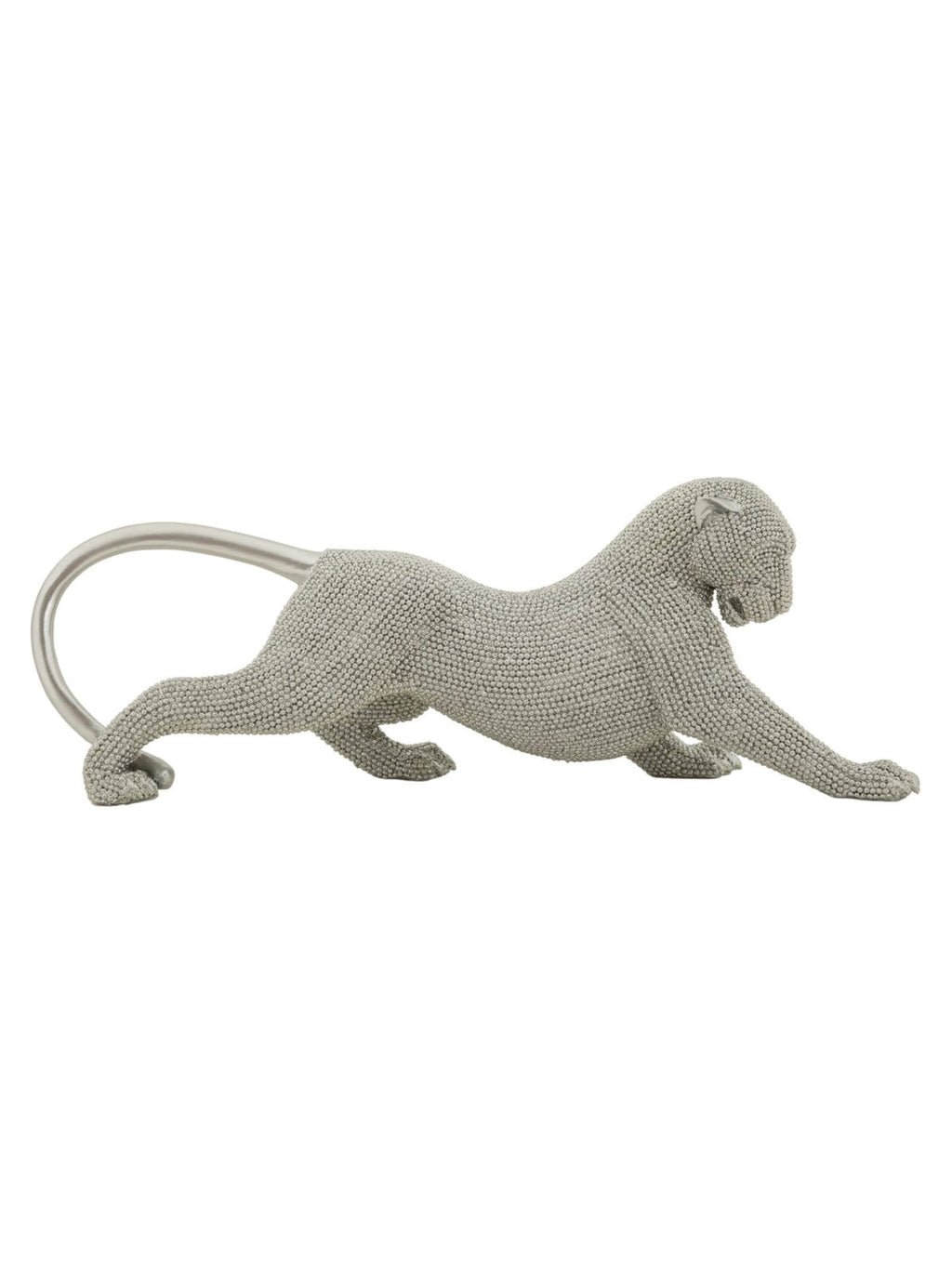 Scultura decorativa in resina argento, 32x9x11 cm – Pantera Sparky