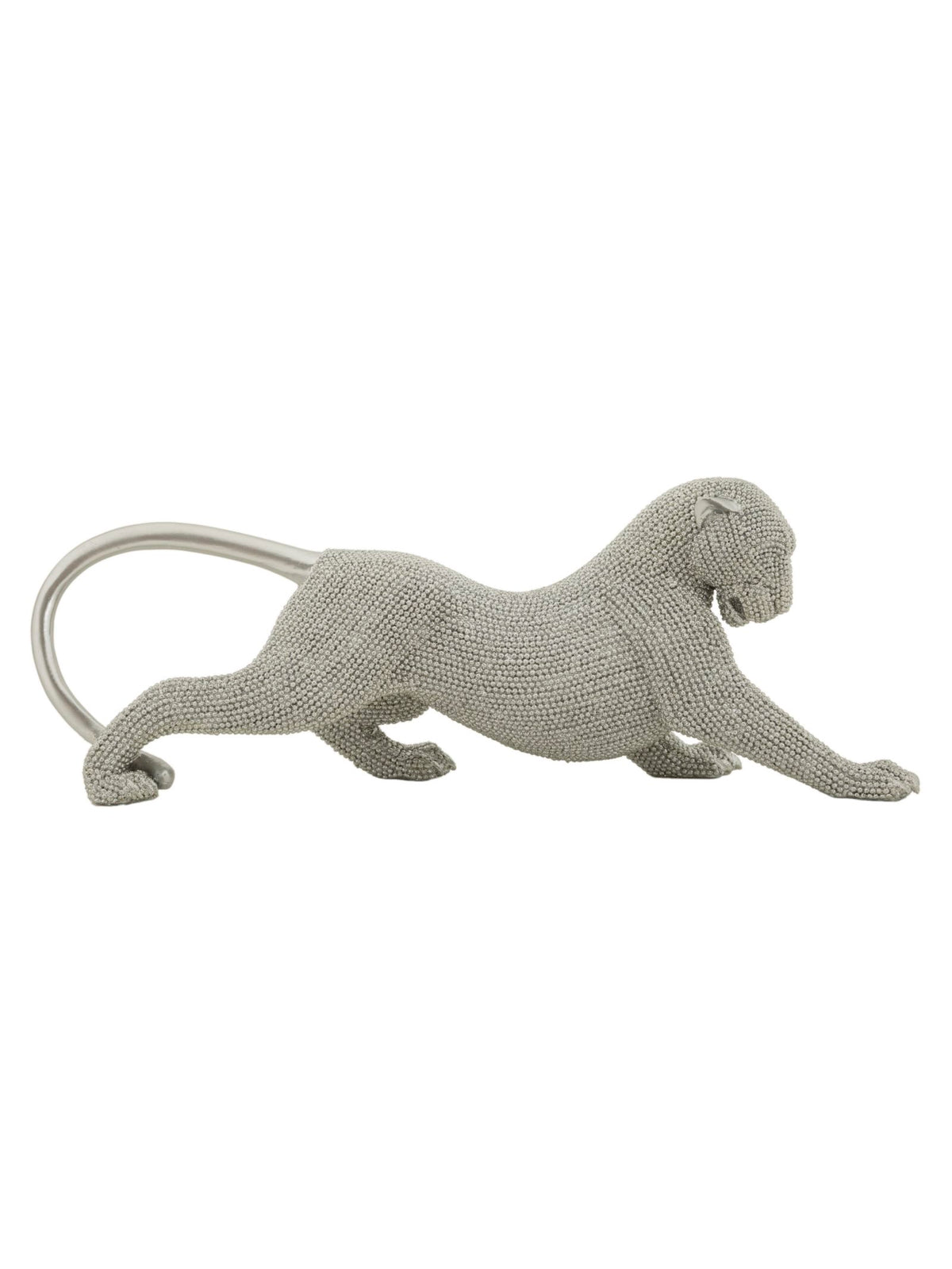 Scultura decorativa in resina argento, 32x9x11 cm – Pantera Sparky
