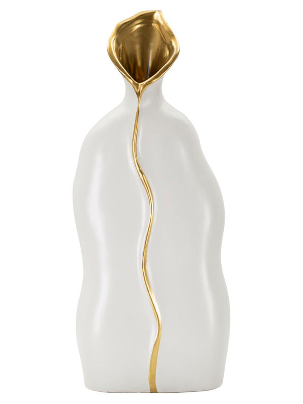 Vaso decorativo in ceramica bianca, 16x8x40 cm – Uma