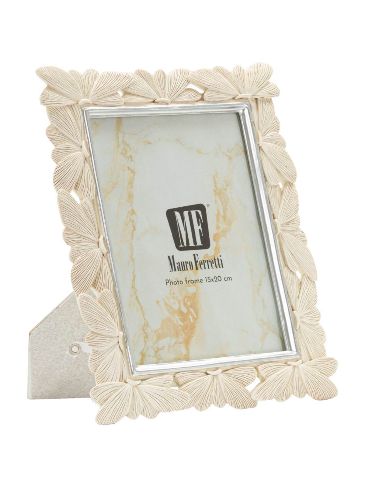 Cornice portafoto in resina crema, 23x27,7x2 cm – "cornice Butterfly