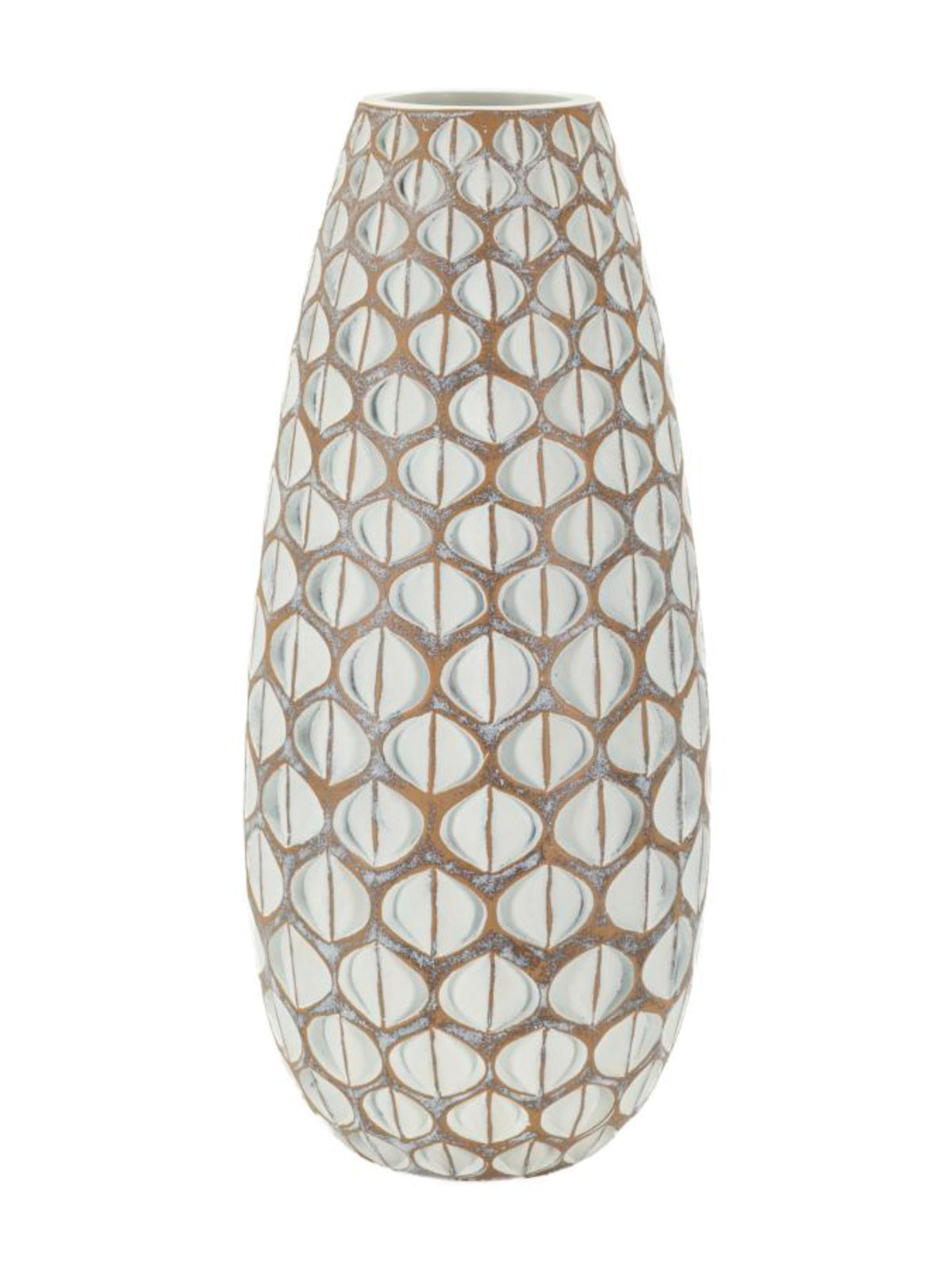 Vaso decorativo in resina bianca, Ø20x45,5 cm – Tibet, CM