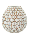 Vaso decorativo in resina bianca, Ø27x27 cm – Tibet