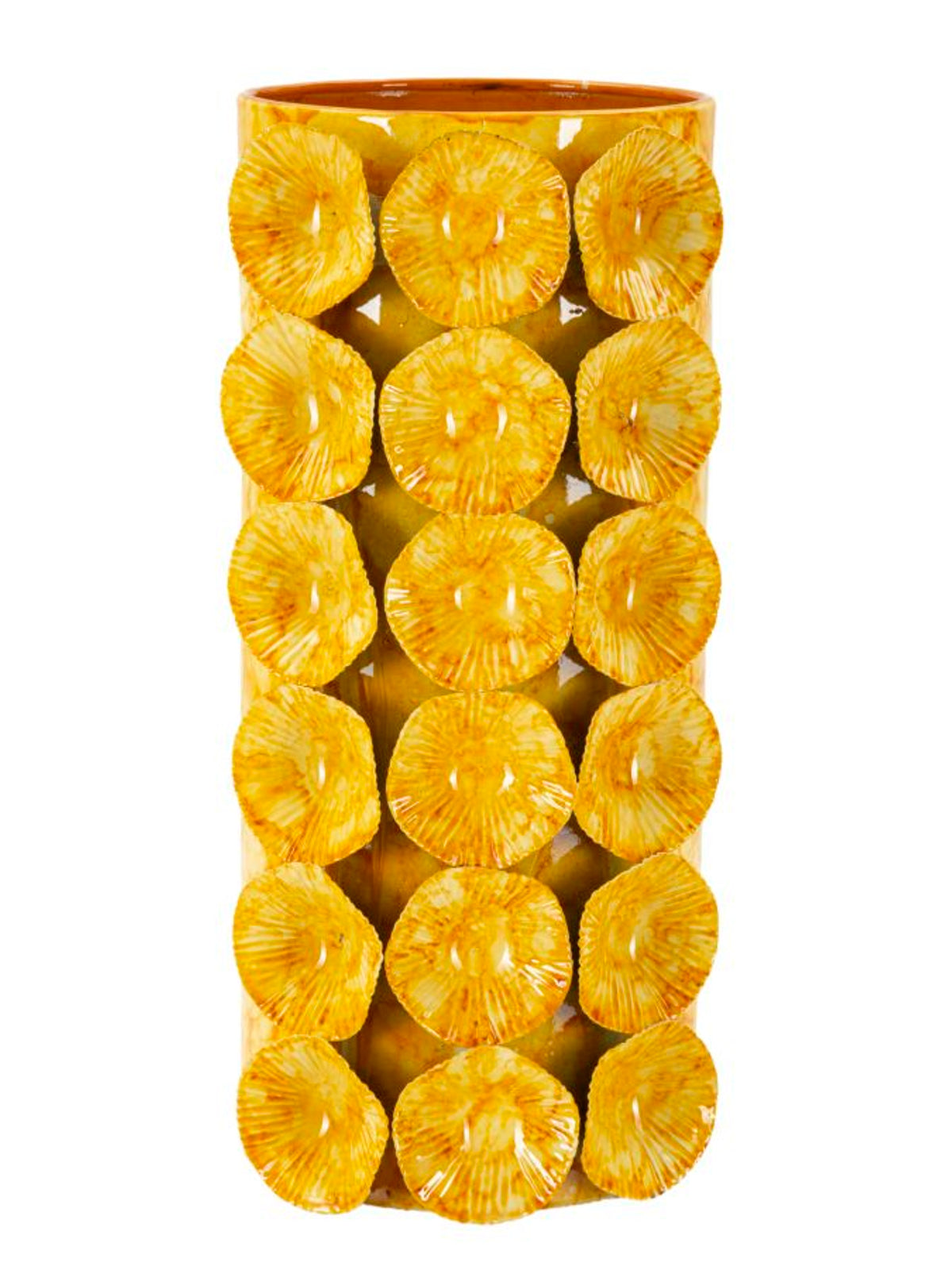 Vaso decorativo in metallo giallo, 16x15x33 cm – Drop