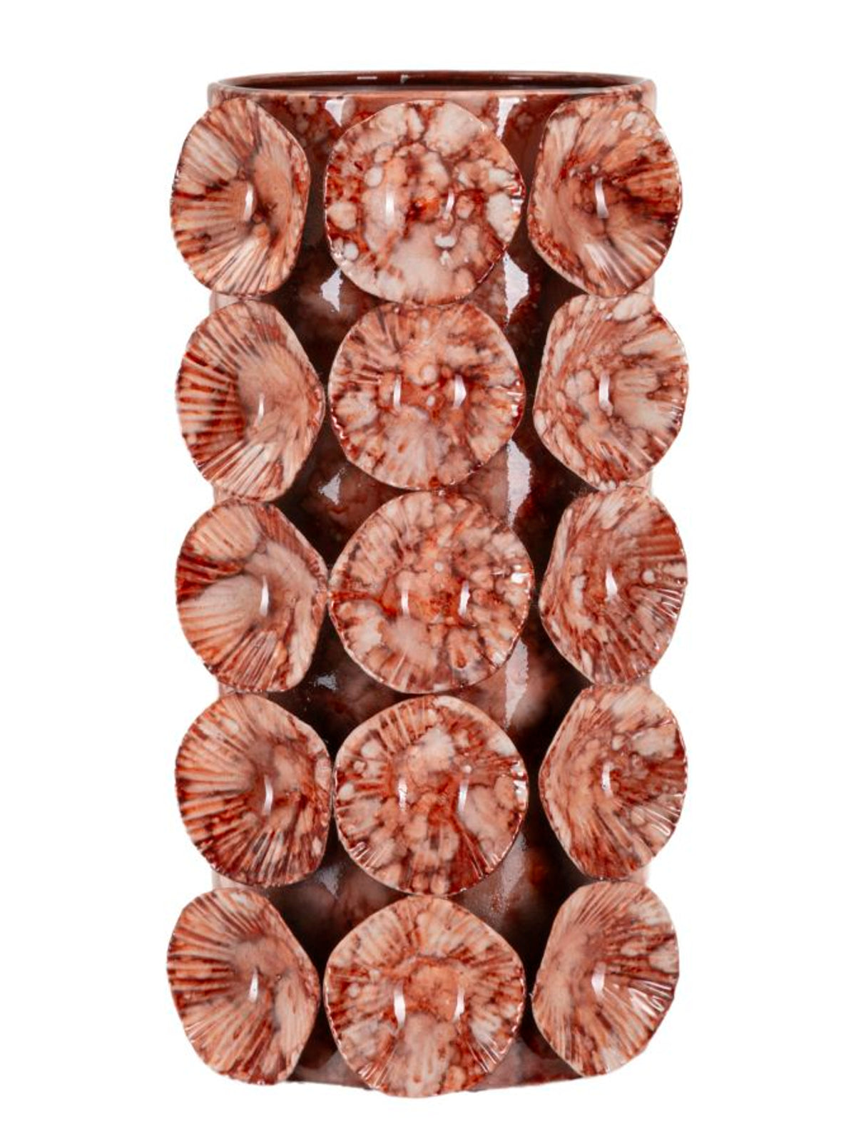 Vaso decorativo in metallo rosso, 12,5x12,5x24 cm – Drop