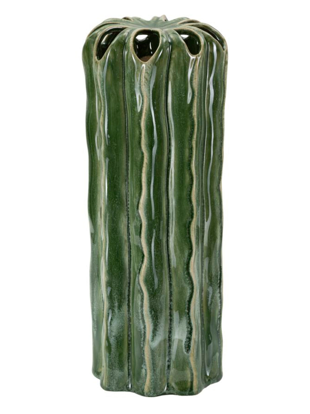 Vaso decorativo in ceramica verde, Ø12x31,5 cm – Cactus Tall