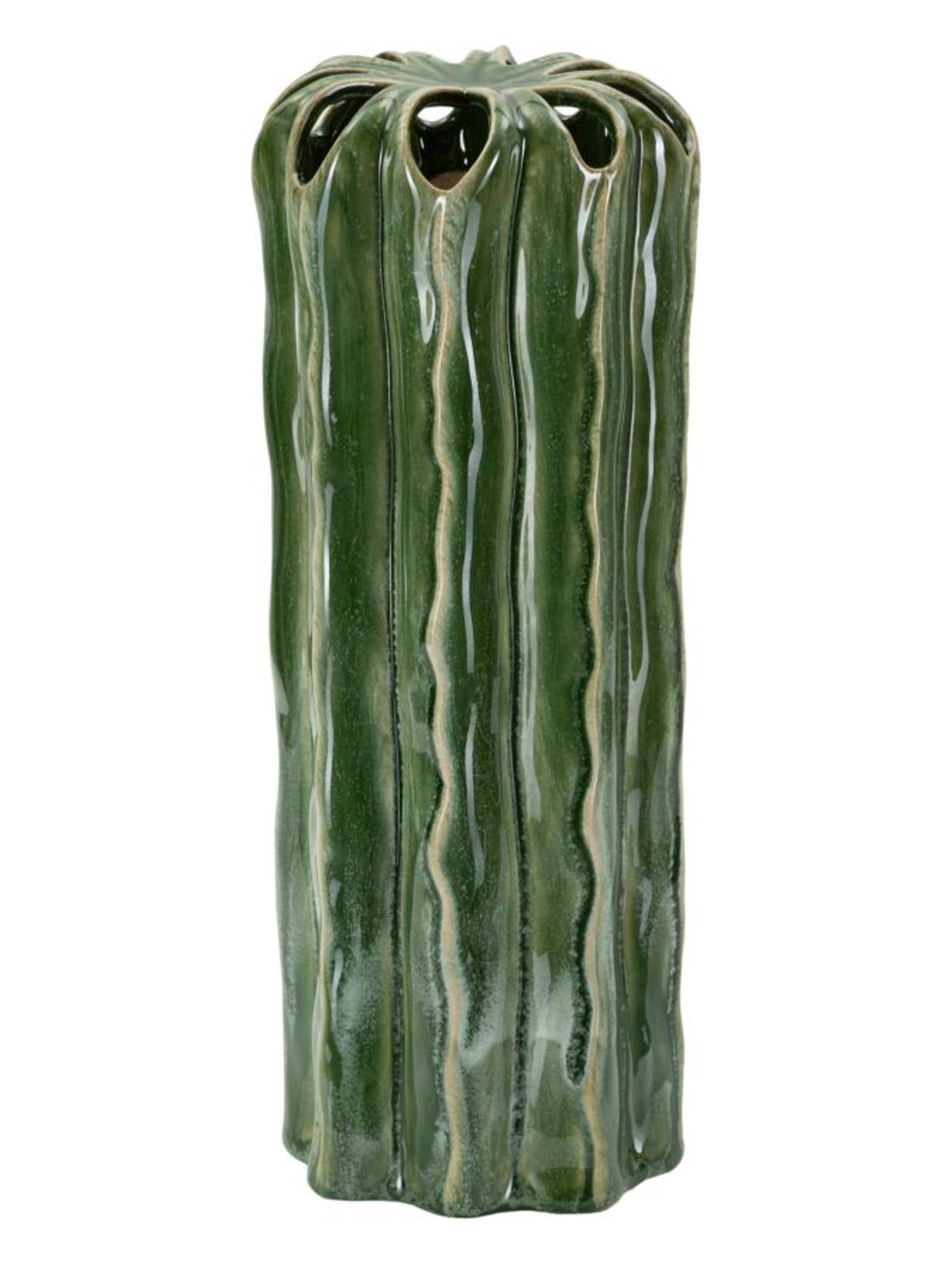 Vaso decorativo in ceramica verde, Ø12x31,5 cm – Cactus Tall