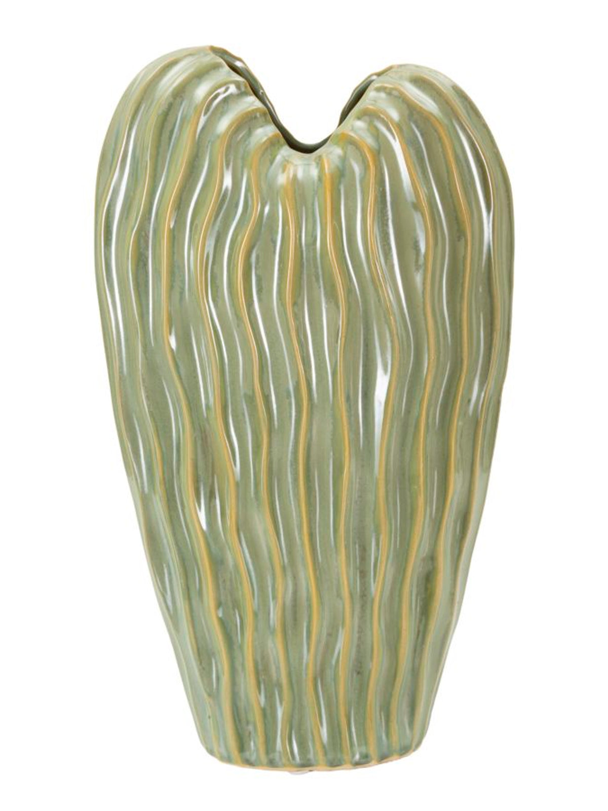 Vaso decorativo in ceramica verde, 22x10x39 cm – Venice