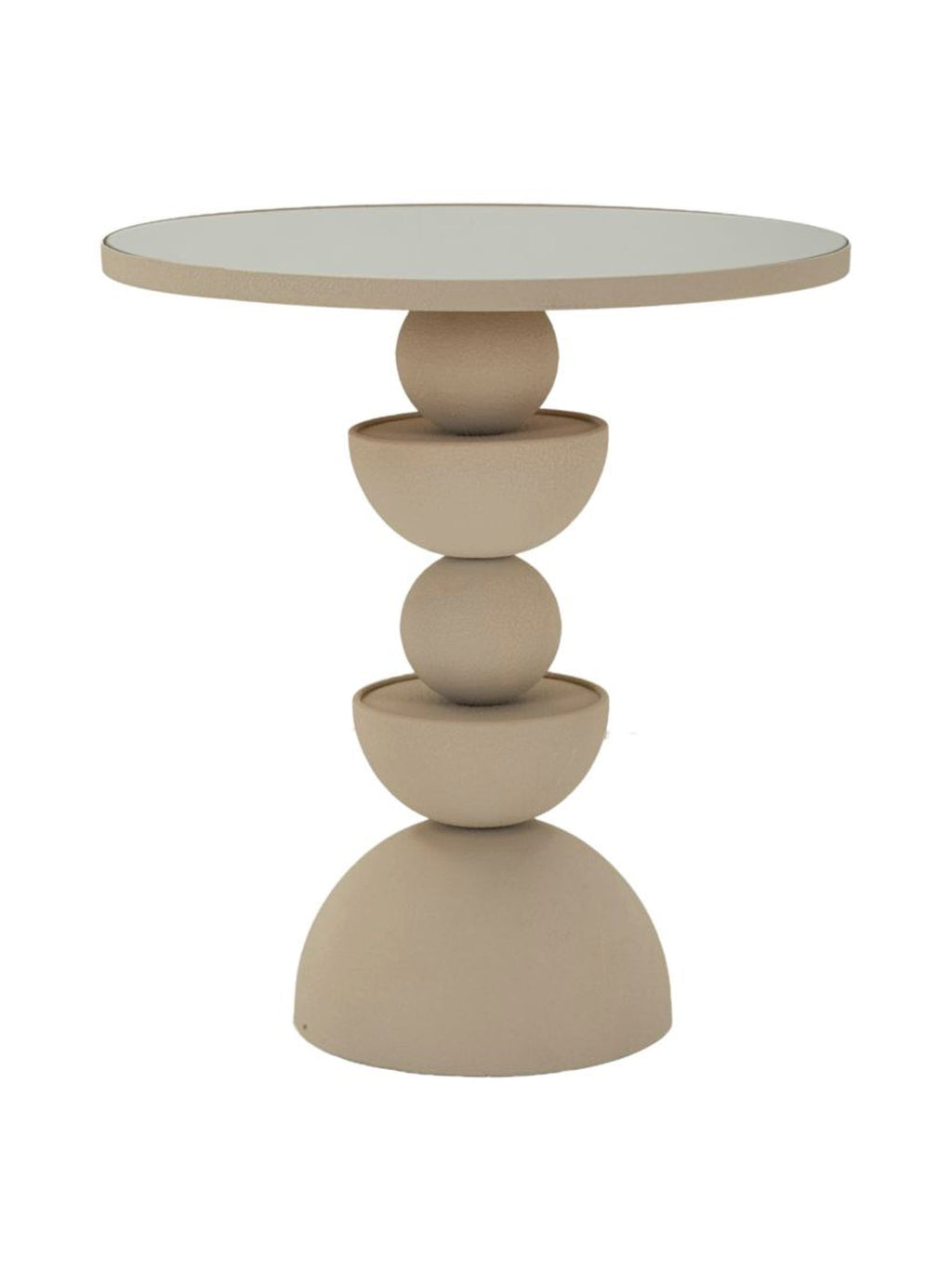 Tavolino da salotto in metallo crema, Ø45x49,5 cm – Dune con specchio