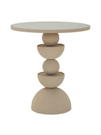 Tavolino da salotto in metallo crema, Ø45x49,5 cm – Dune con specchio