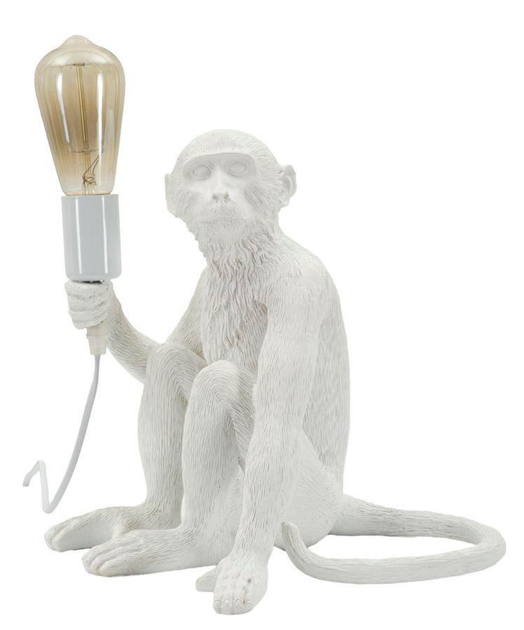 Lampada da tavolo Monkey Seduta bianca, 33x33x32 cm