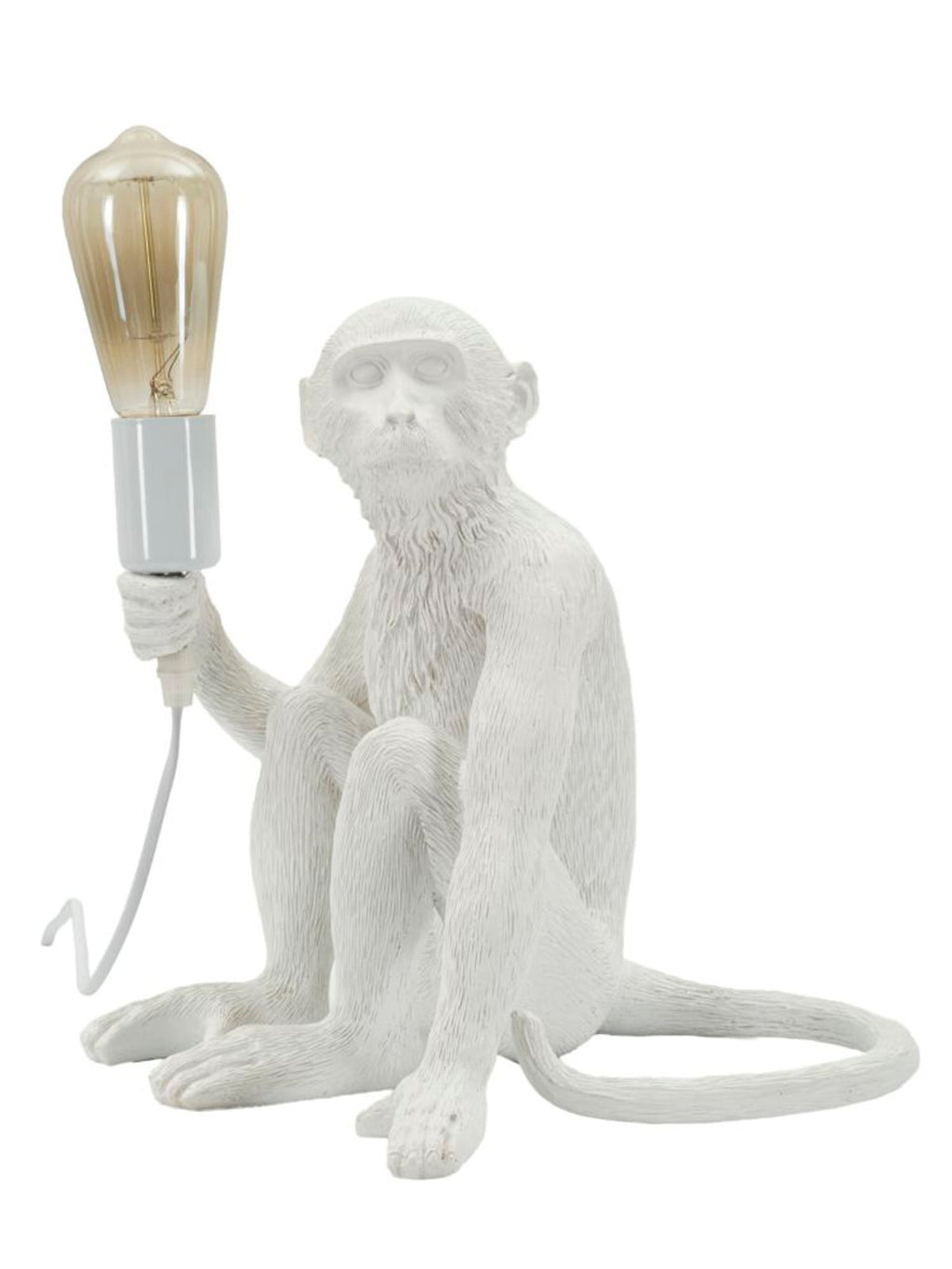 Lampada da tavolo in resina bianco, 33x33x32 cm – Monkey Seduta
