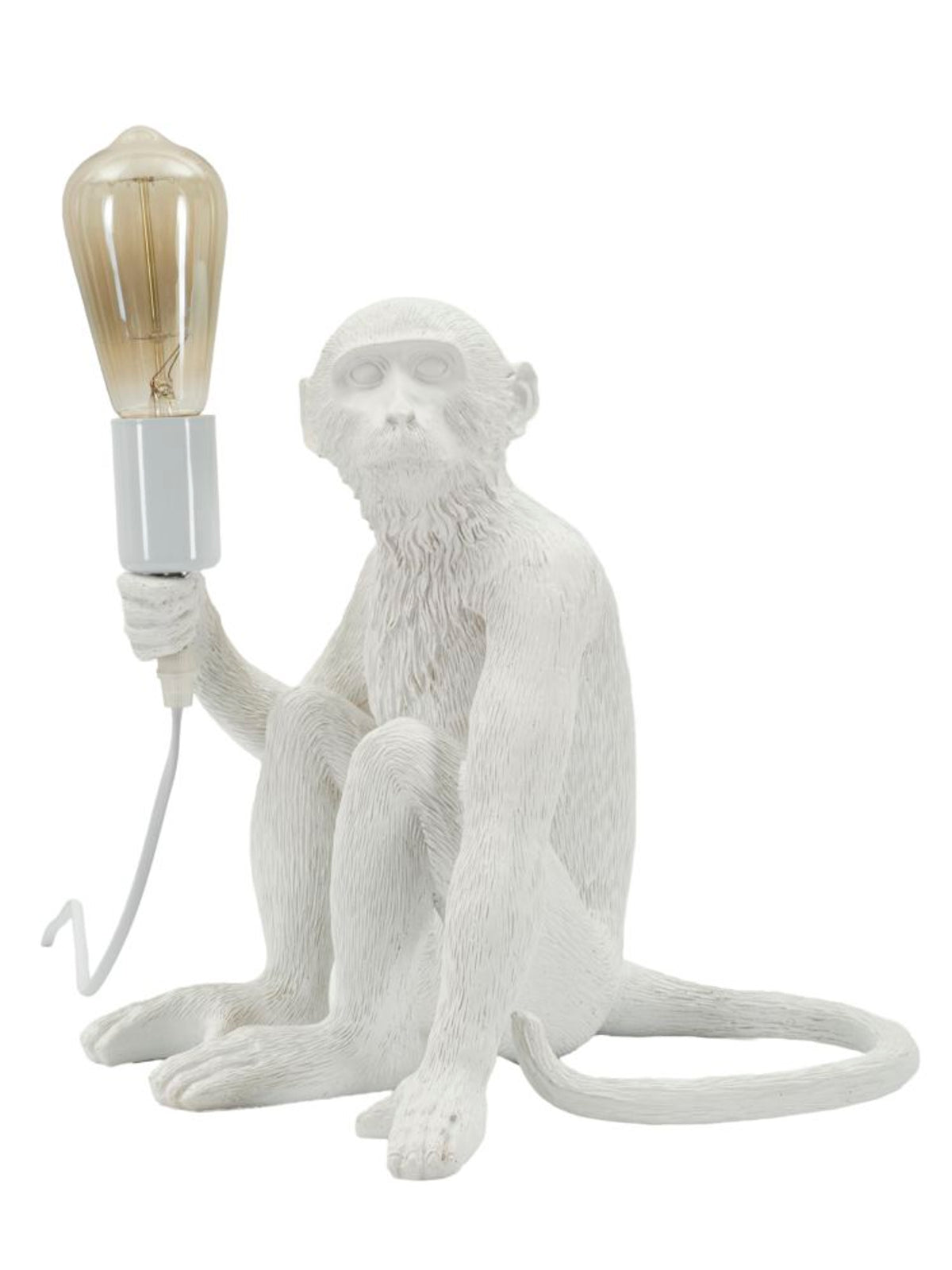 Lampada da tavolo in resina bianco, 33x33x32 cm – Monkey Seduta