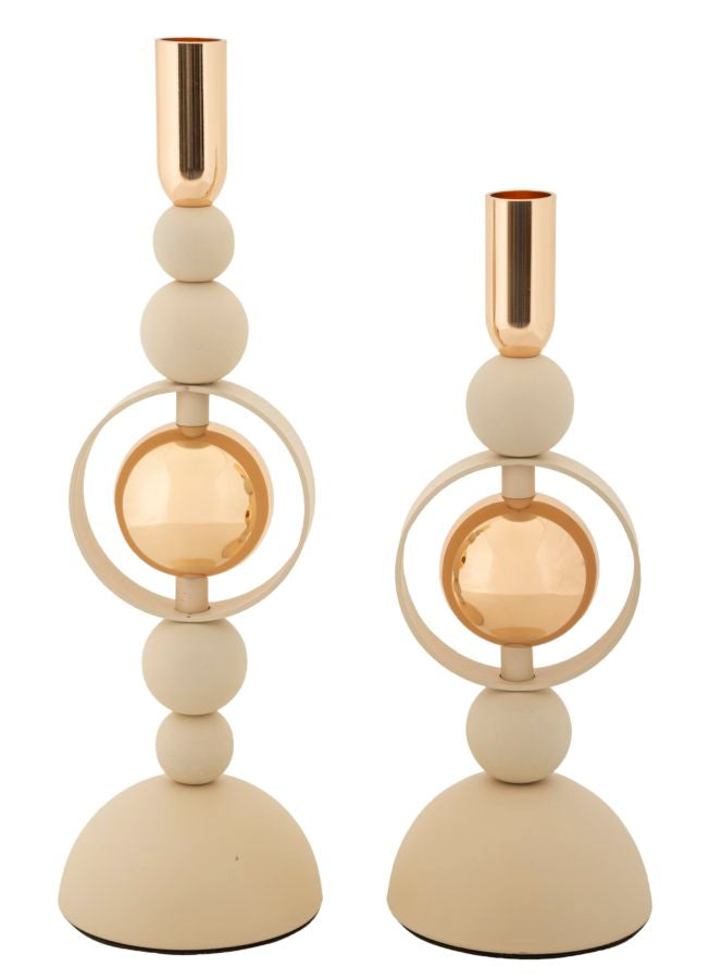 Portacandele Saturno Crema set 2 Pz - foto 1