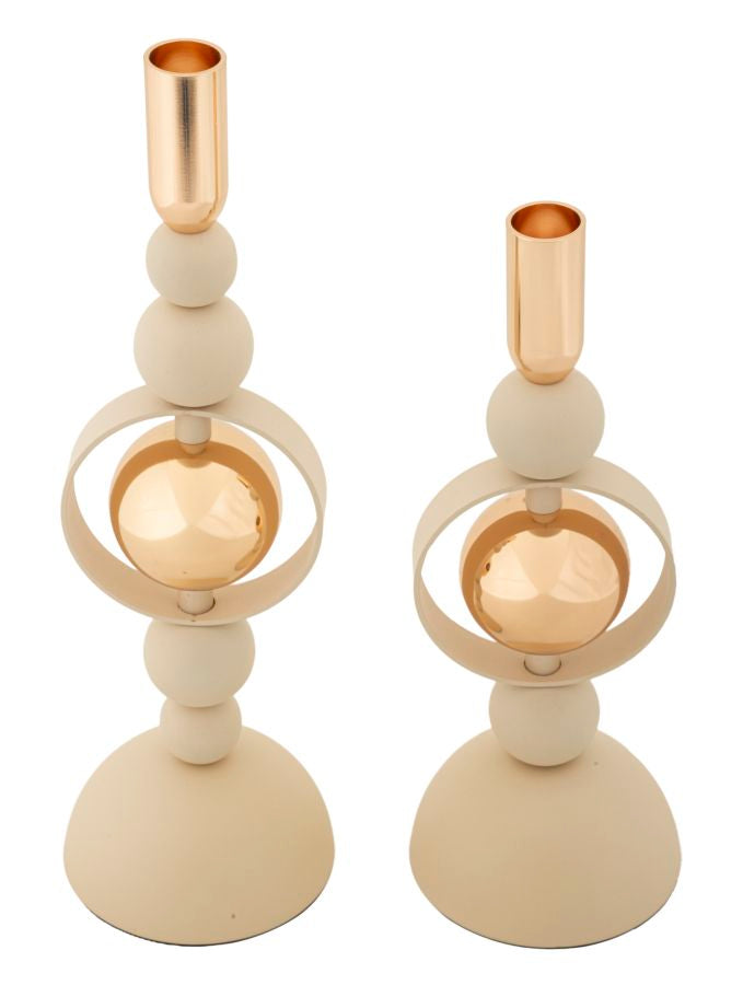 Portacandele Saturno Crema set 2 Pz - foto 2