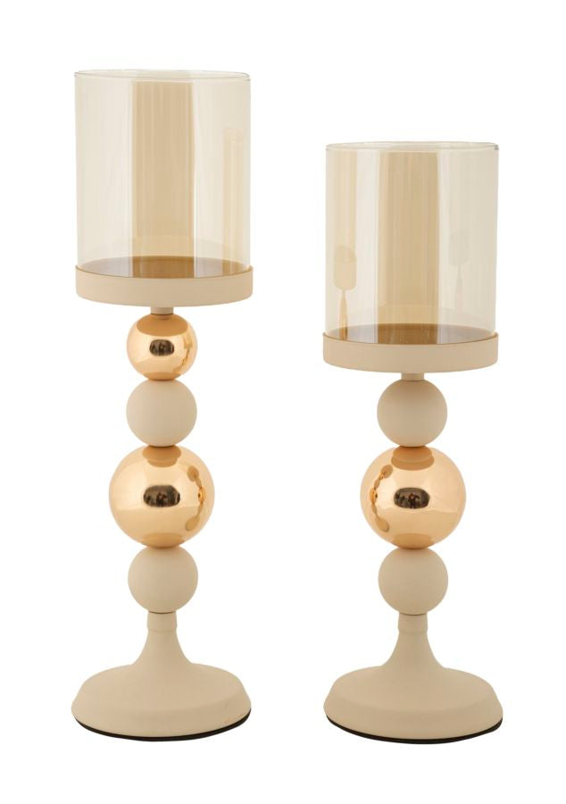 Portacandele Glassy Crema set 2 Pz - foto 1
