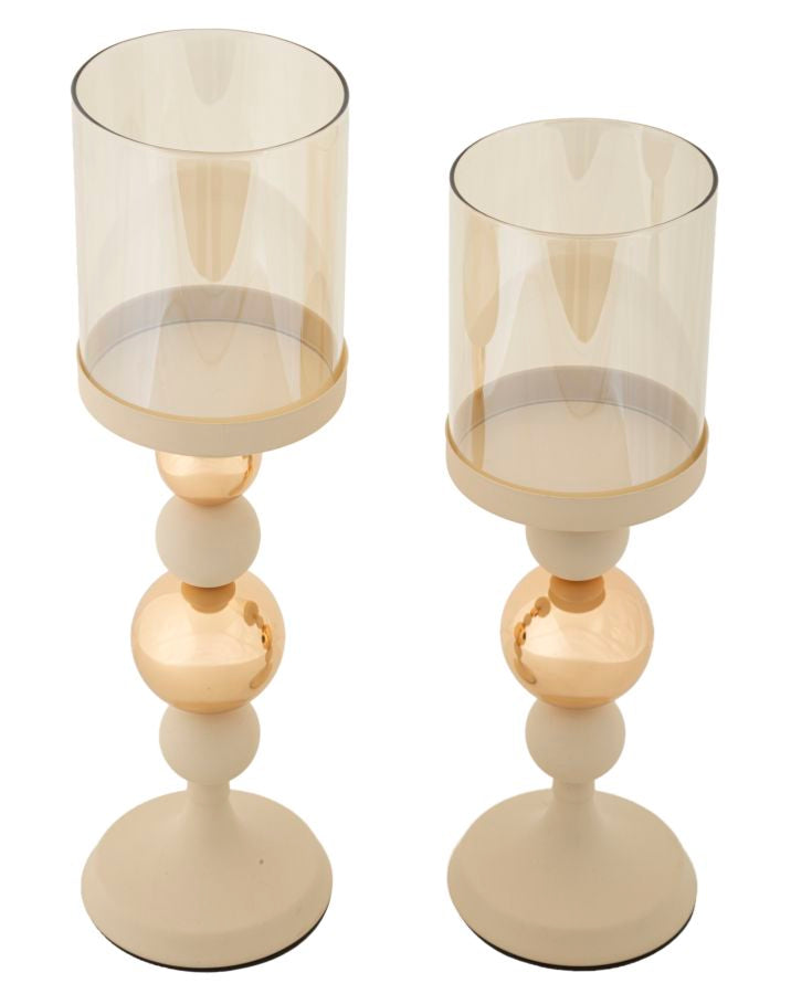 Portacandele Glassy Crema set 2 Pz - foto 2