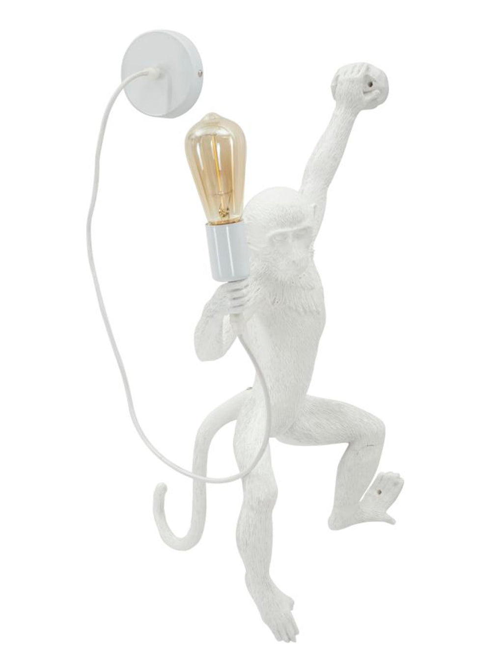 Applique da parete in resina bianco, 32x32x64 cm – Lampada Monkey