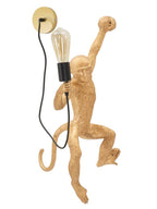 Applique da parete in resina oro, 32x32x64 cm – Lampada Monkey