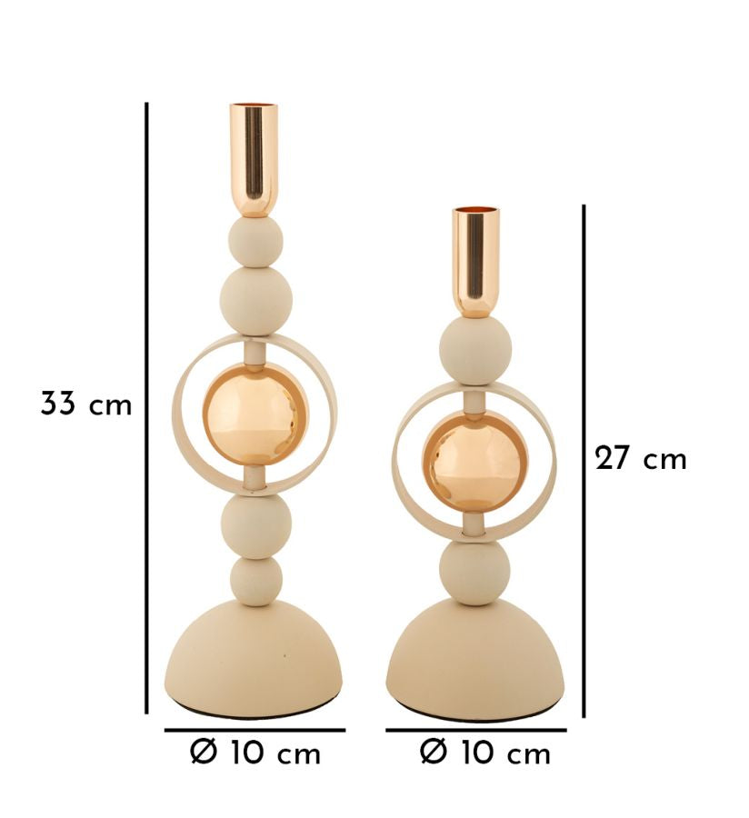 Portacandele Saturno Crema set 2 Pz - foto 5