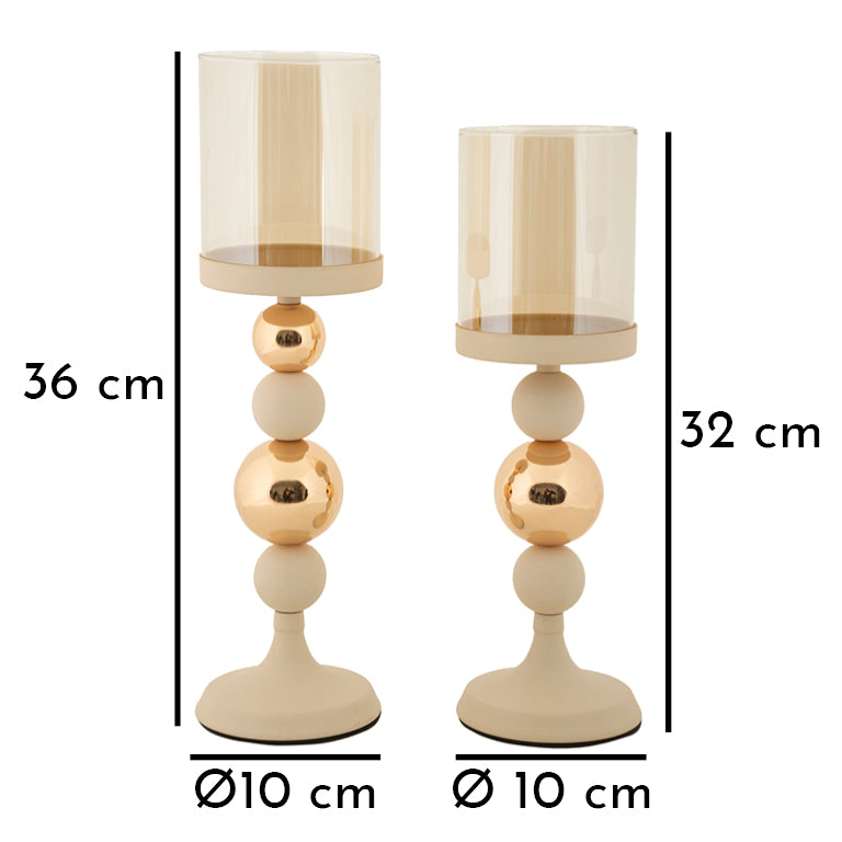 Portacandele Glassy Crema set 2 Pz - foto 6