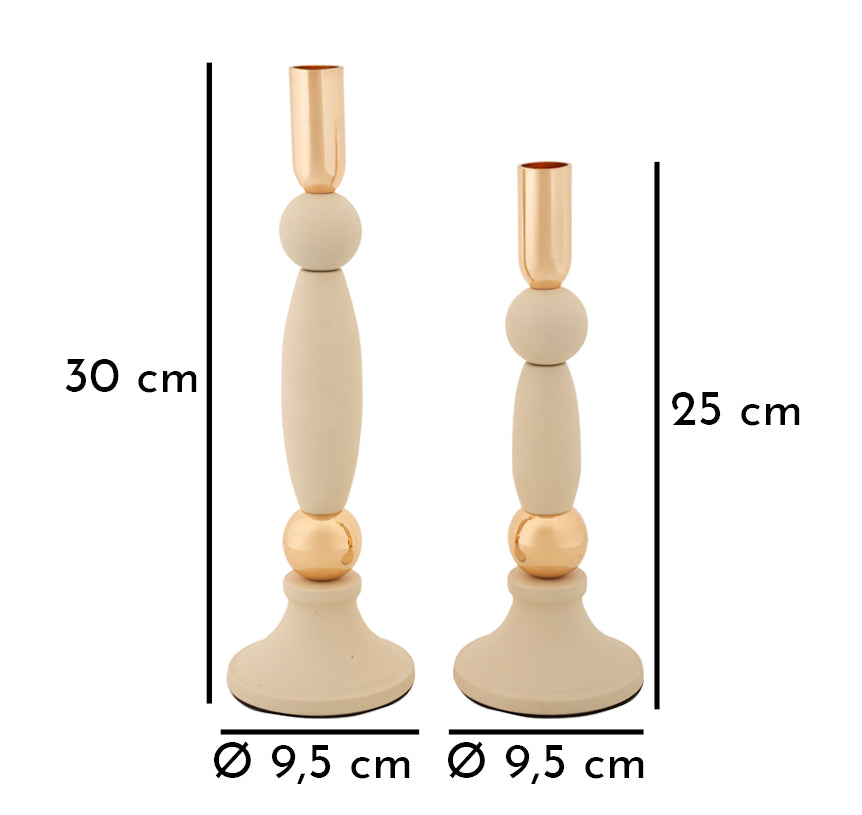 Portacandele Strek Crema set 2 Pz - foto 5