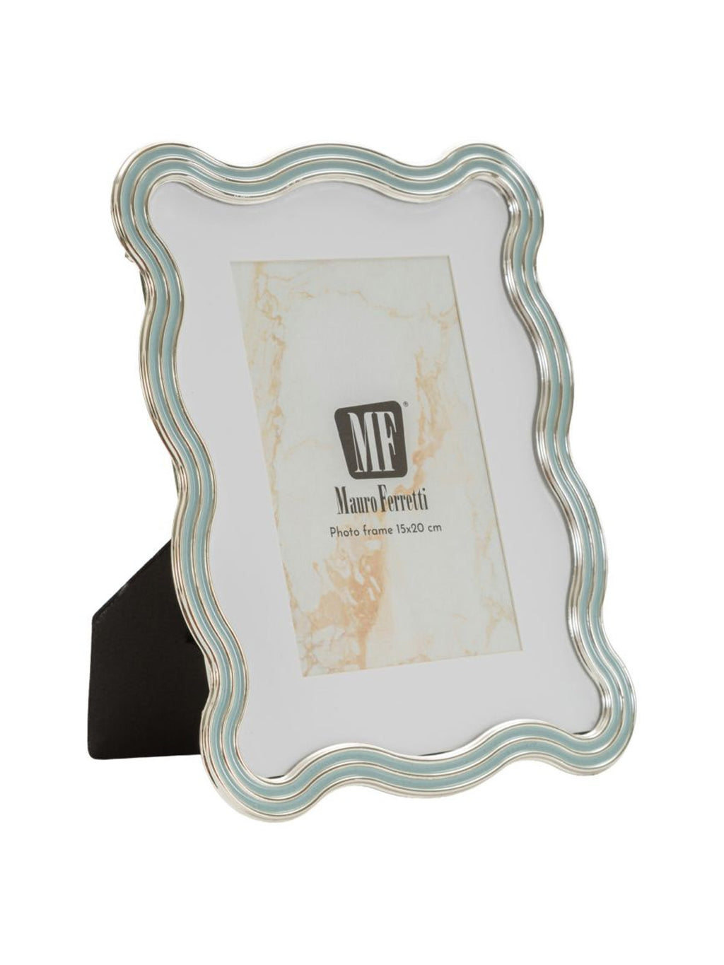 Cornice portafoto in metallo celeste, 17,5x1,3x22,5 cm – Elizabeth