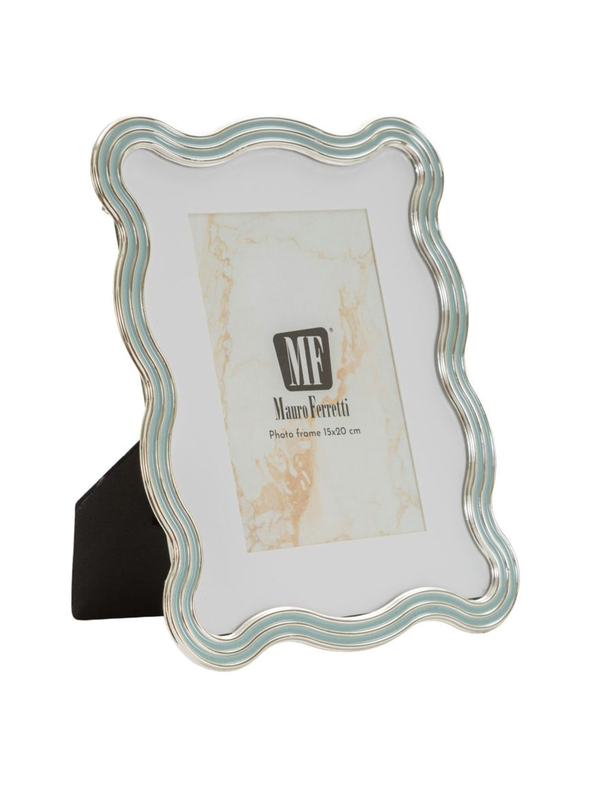 Cornice portafoto in metallo celeste, 17,5x1,3x22,5 cm – Elizabeth