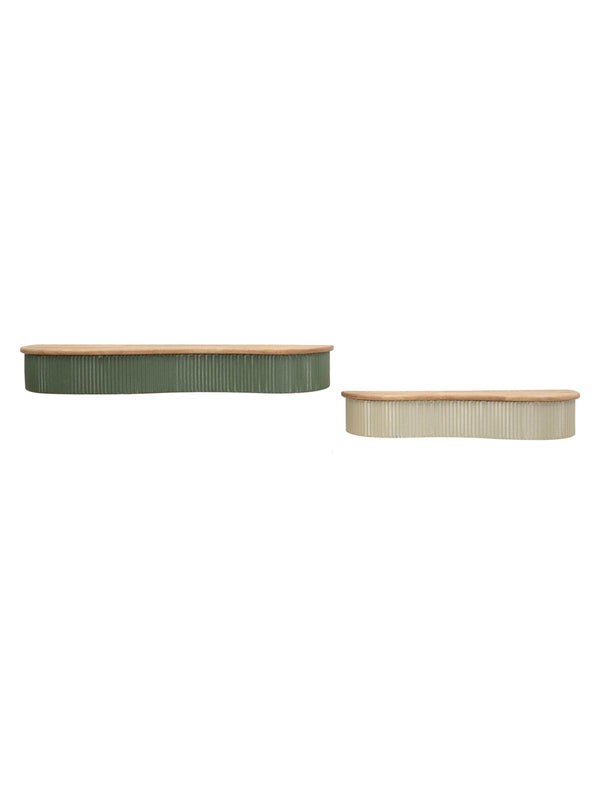 Mensola da parete in legno verde, 86x18x12-65x16x12 cm – Frankfurt
