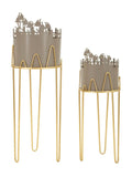 Portavaso da terra in metallo grigio, Ø27x79-22,8x62 cm – Flower