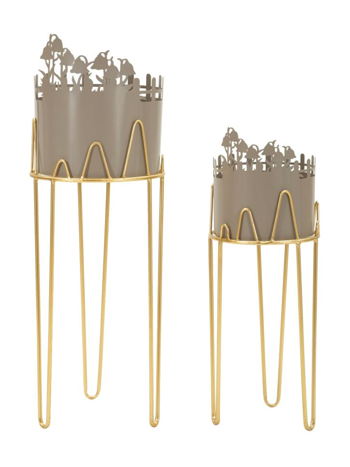 Portavaso da terra in metallo grigio, Ø27x79-22,8x62 cm – Flower