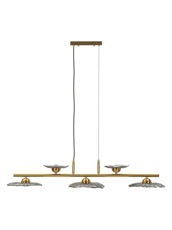 Lampadario a sospensione in vetro grigio 5 luci, 100x24x18 cm – Emily