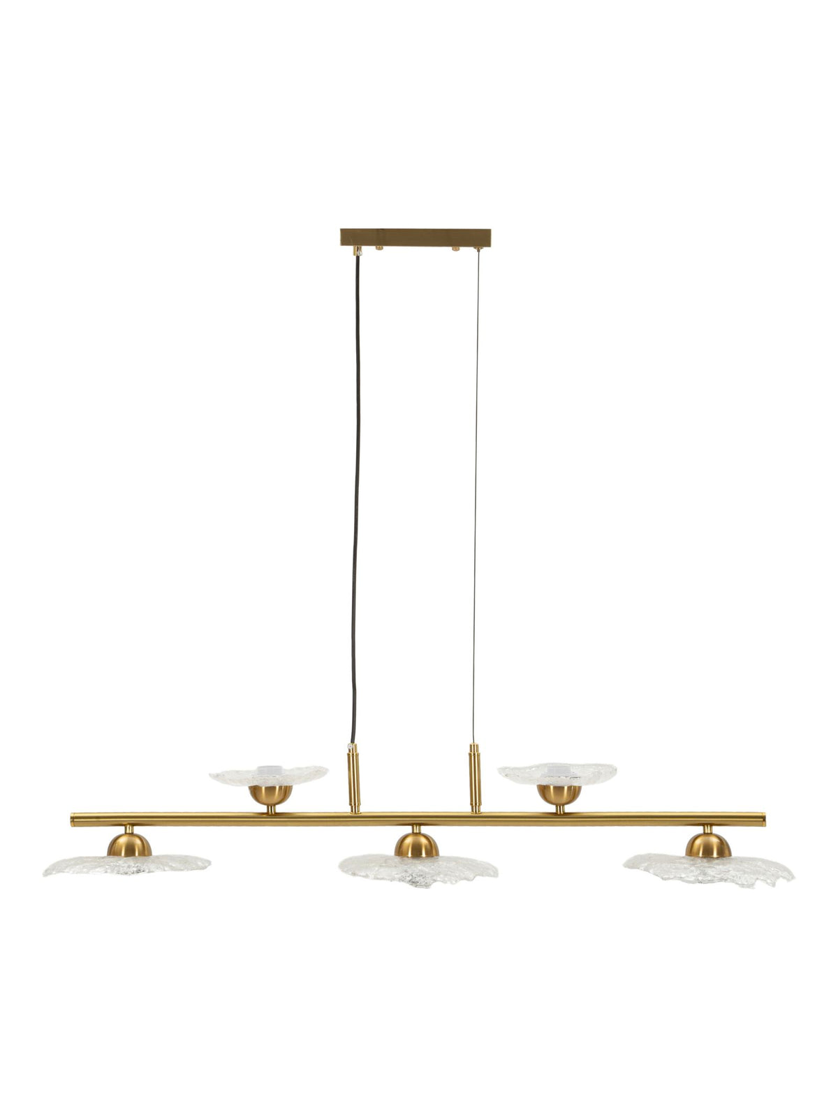 Lampadario a sospensione in vetro trasparente 5 luci, 100x24x18 cm – Emily