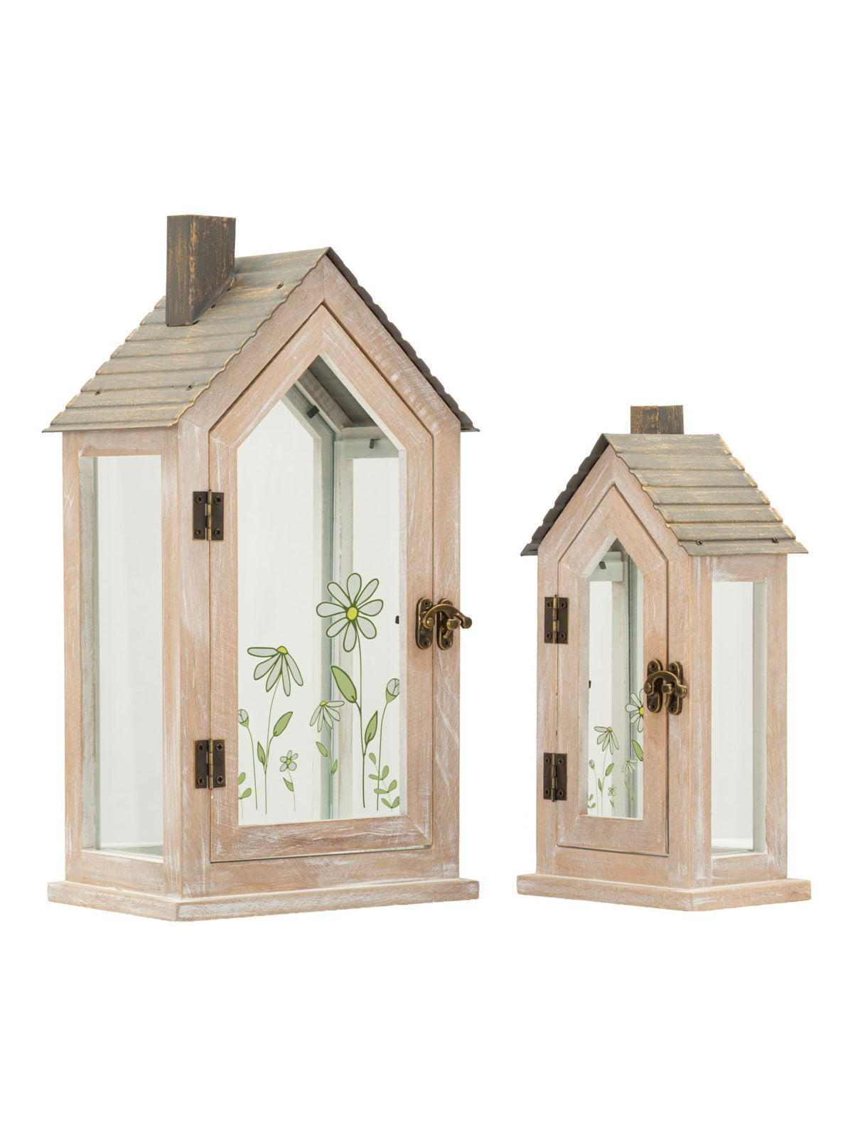 Lanterna decorativa in legno marrone, 18x13x36-12,5x8,5x25 cm – Home Flower