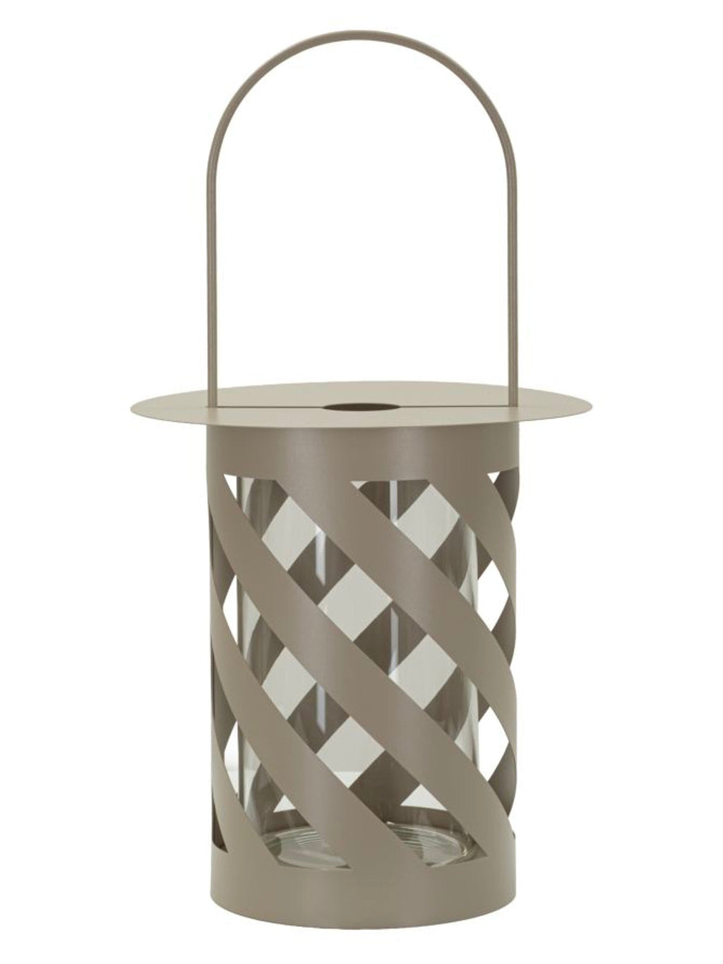 Lanterna decorativa in metallo tortora, Ø23x43 cm – Saturno Twist