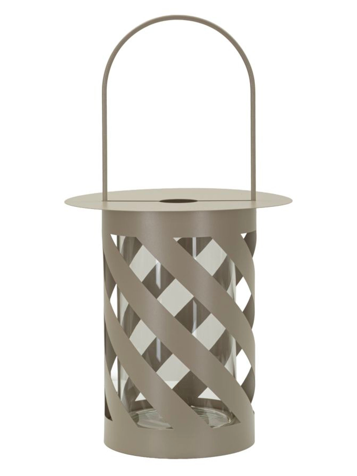Lanterna decorativa in metallo tortora, Ø23x43 cm – Saturno Twist