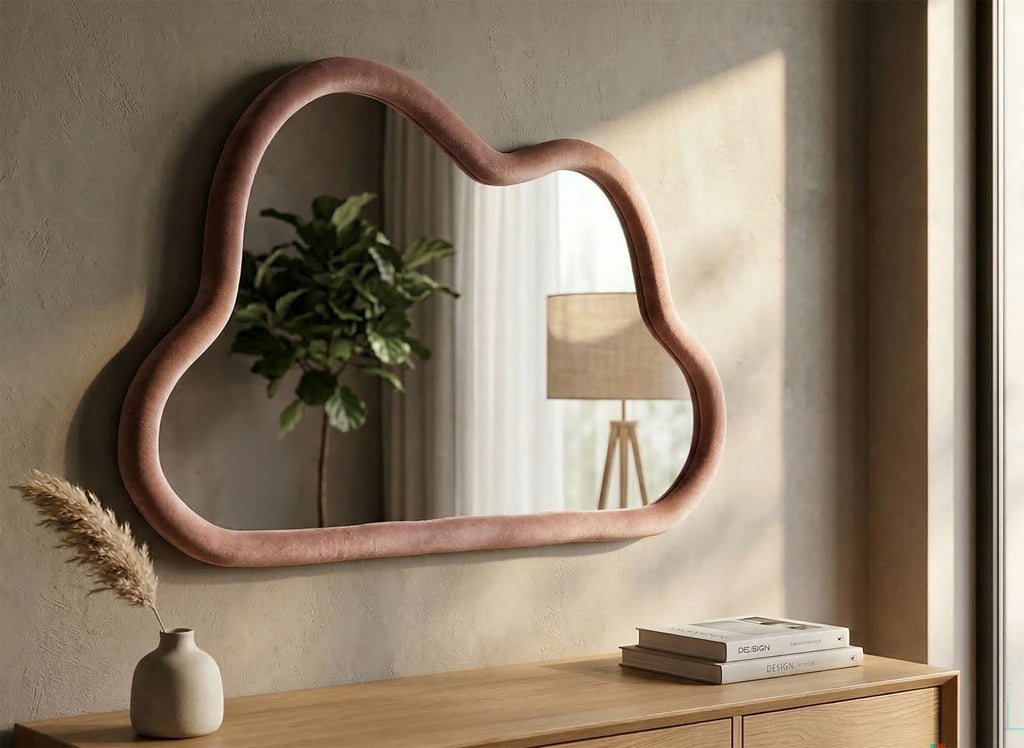 Specchio da muro Cloud Velluto rosa, 90x4x60 cm – dettaglio 4
