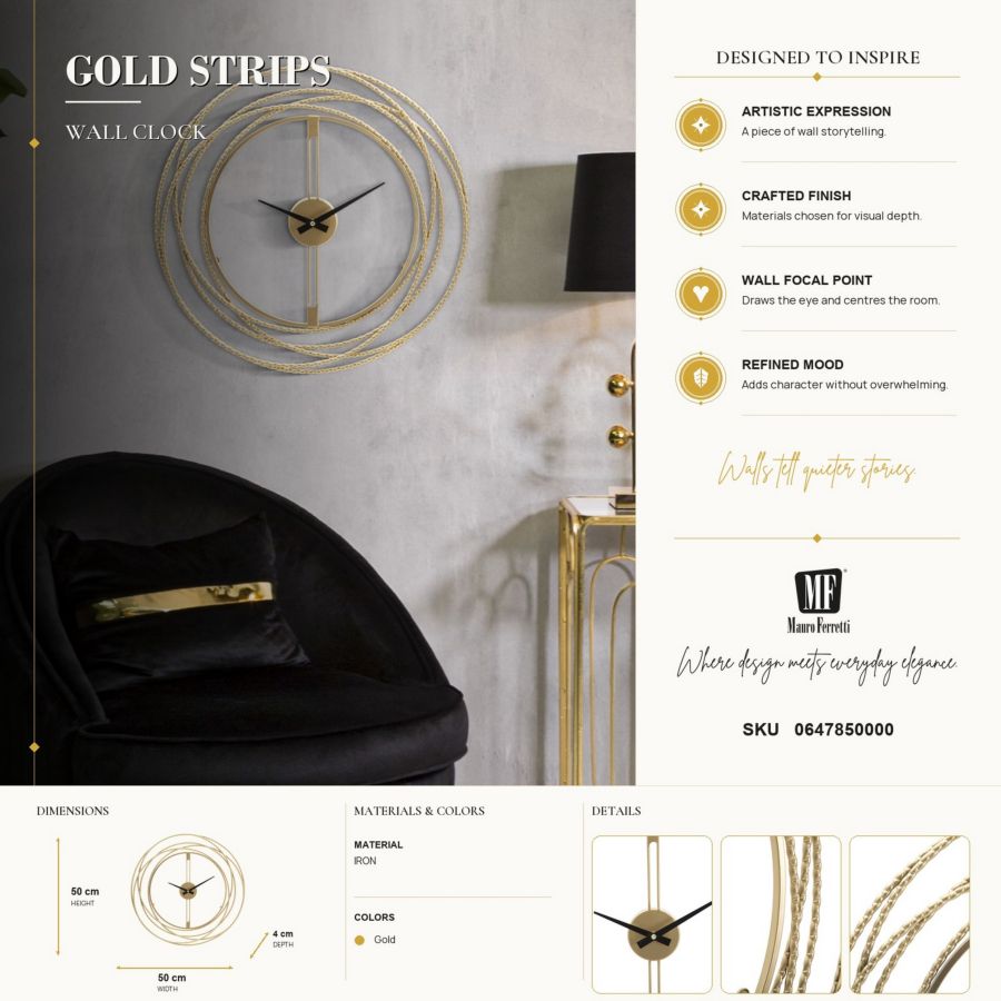 Orologio da muro Gold Strips - foto 6