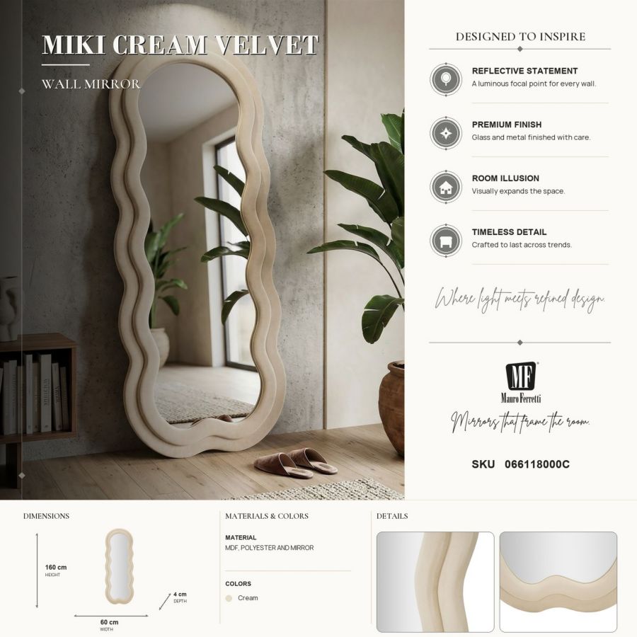 Specchio da muro Miki Velluto Crema - foto 7