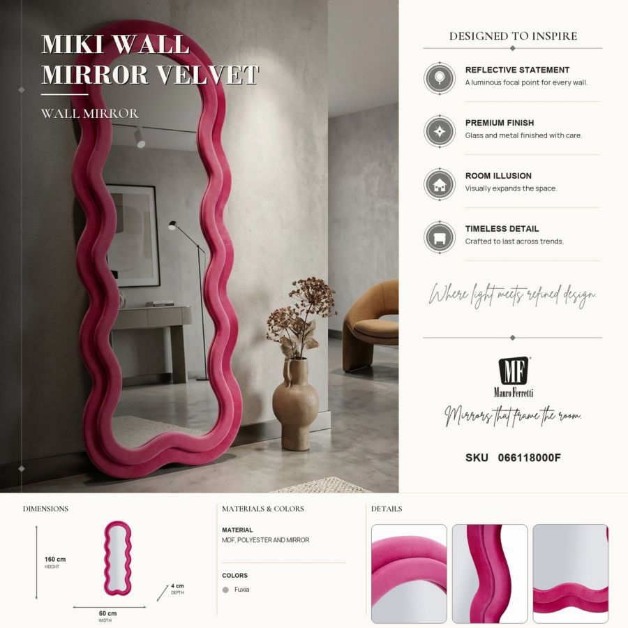 Specchio da muro Miki Velluto Fuxia - foto 9