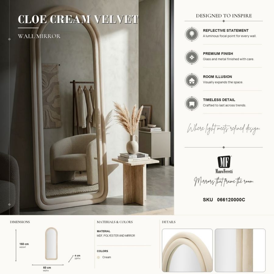 Specchio da muro Cloe Velluto Crema - foto 7