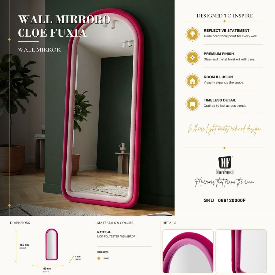 Specchio da muro Cloe Velluto Fuxia - foto 7