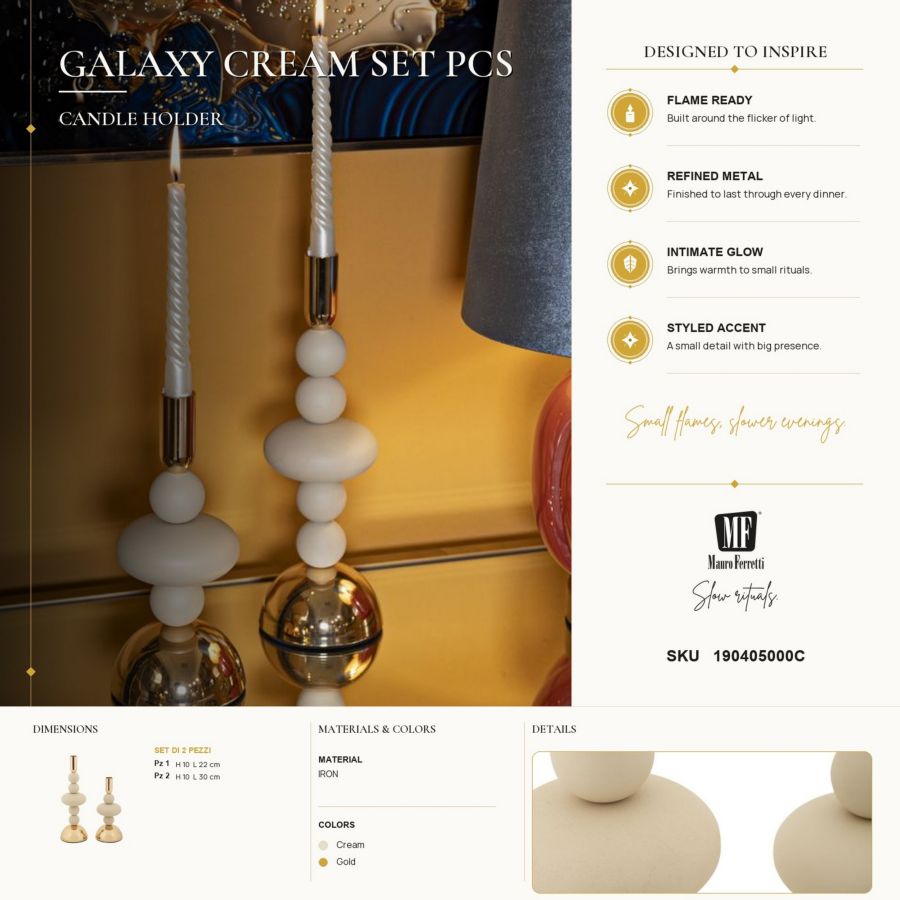 Portacandele Galaxy Crema set 2 Pz - foto 6