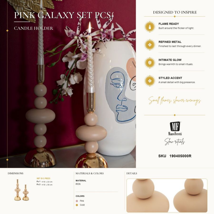 Portacandele Galaxy Rosa set 2 Pz - foto 6
