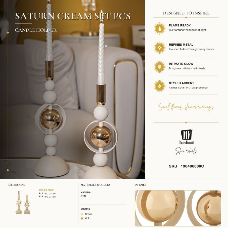 Portacandele Saturno Crema set 2 Pz - foto 6