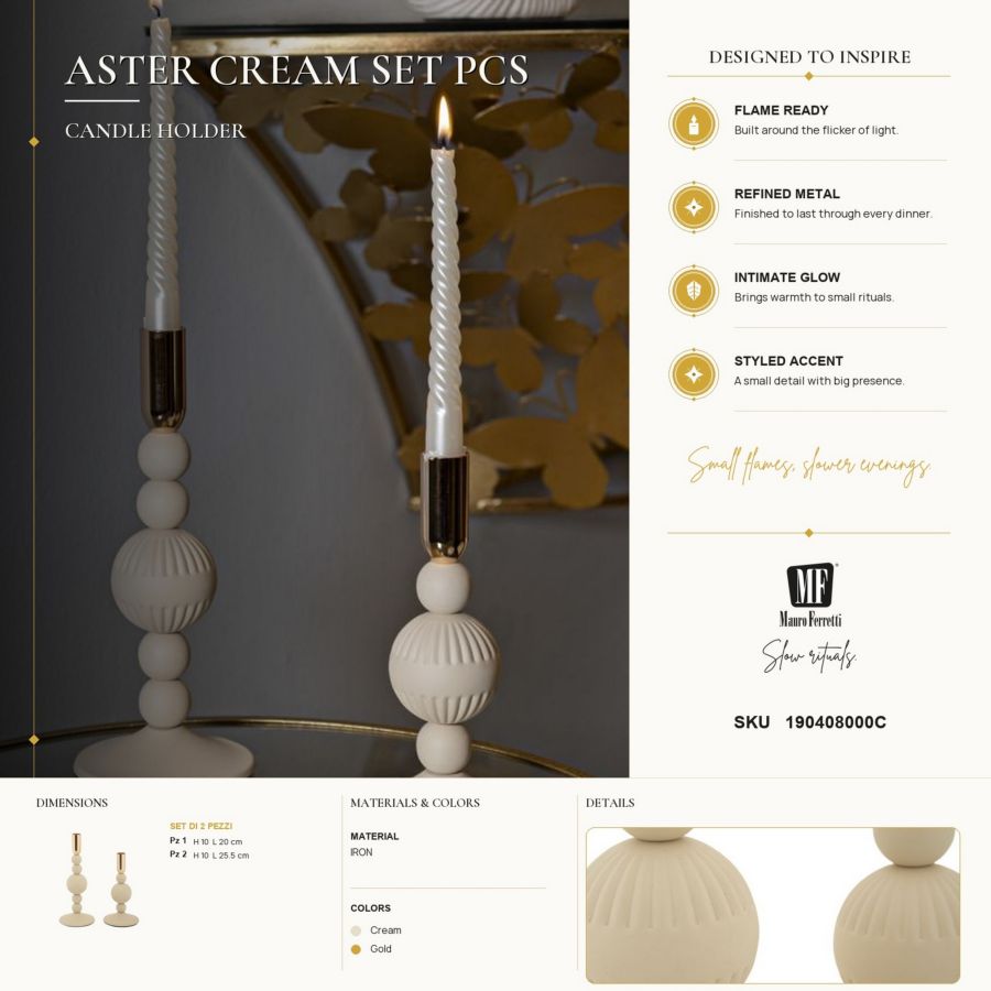 Portacandele Aster Crema set 2 Pz - foto 6